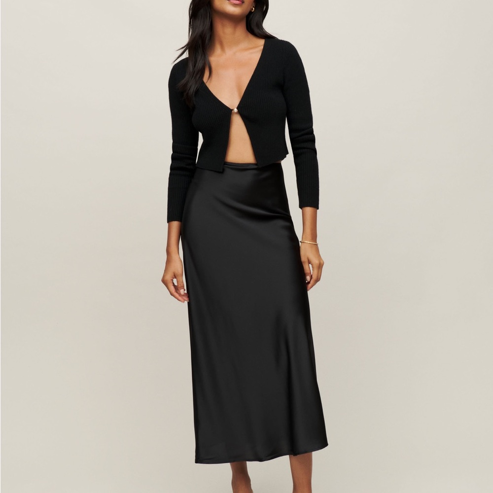 Reformation Black Midi Skirt